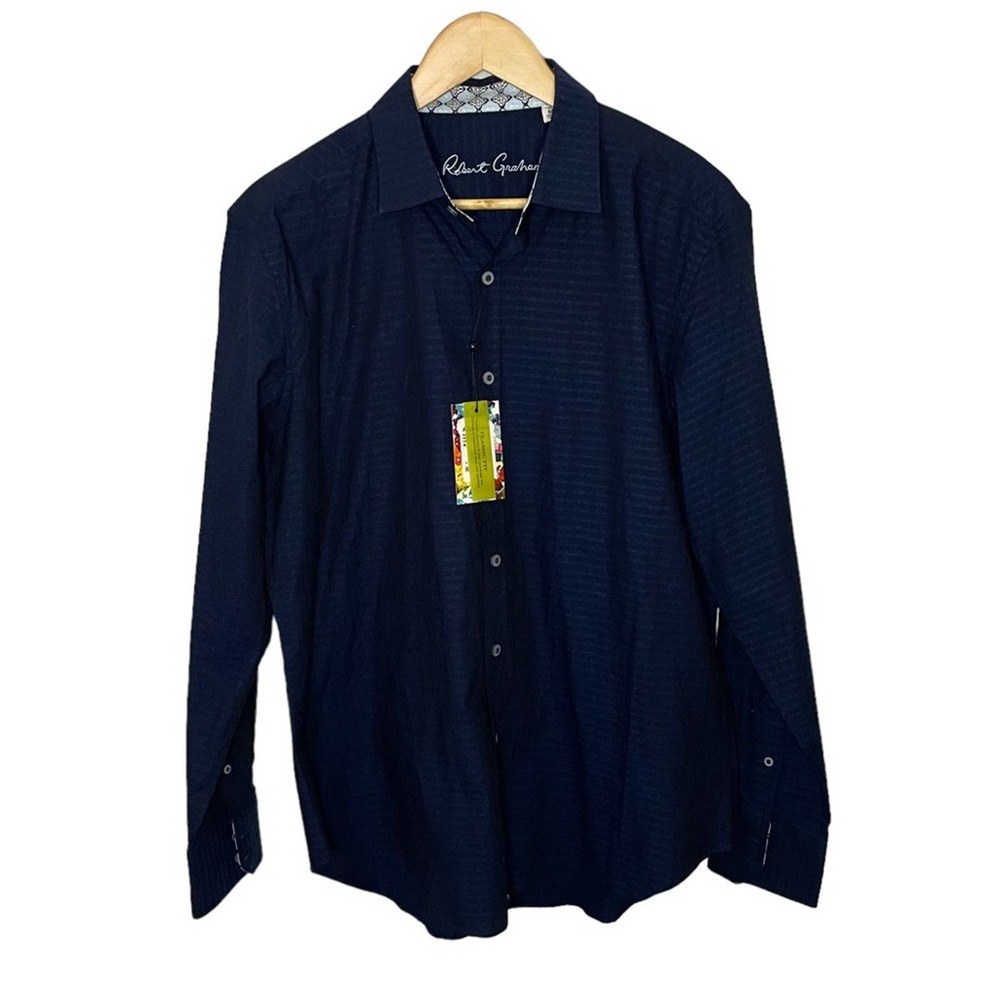 Men's Robert Graham Arete Button Down Shirt Navy Size Medium RN 81913